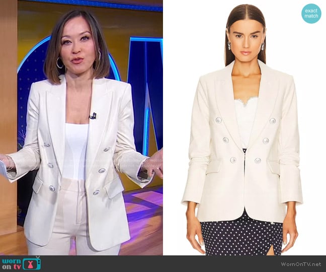 Veronica Beard Beacon Dickey Jacket in Ecru worn by Eva Pilgrim on Good Morning America