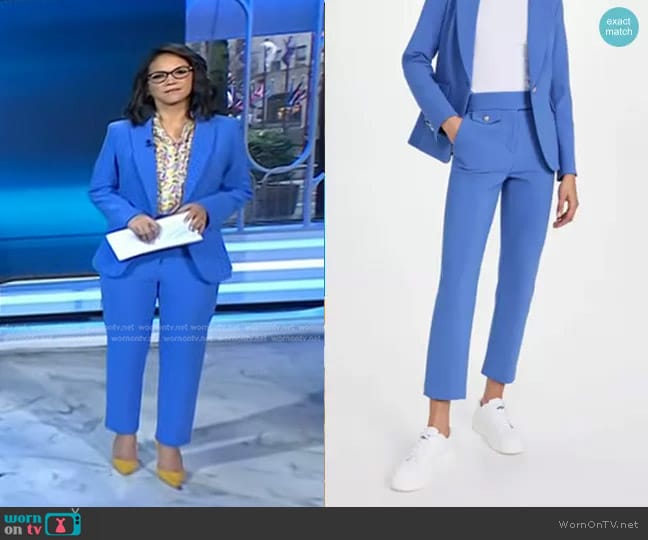 Veronica Beard Renzo Pants in Bluebell worn by Laura Jarrett on Today