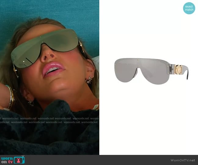 Versace Transparent Sunglasses In Light Grey Mirror Silver worn by Whitney Rose on The Real Housewives of Salt Lake City