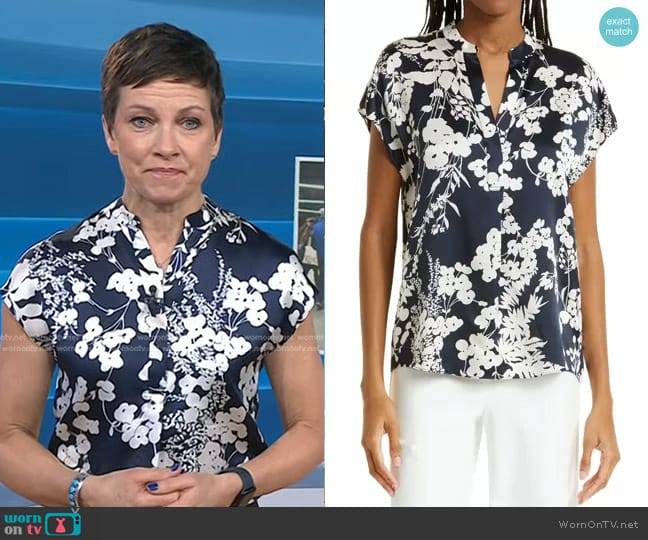 Vince Arboretum Floral Silk Top worn by Stephanie Gosk on Today