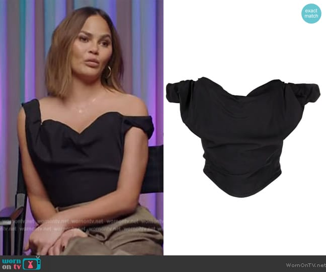 Vivienne Westwood Sunday strapless corset top worn by Chrissy Teigen on E! News