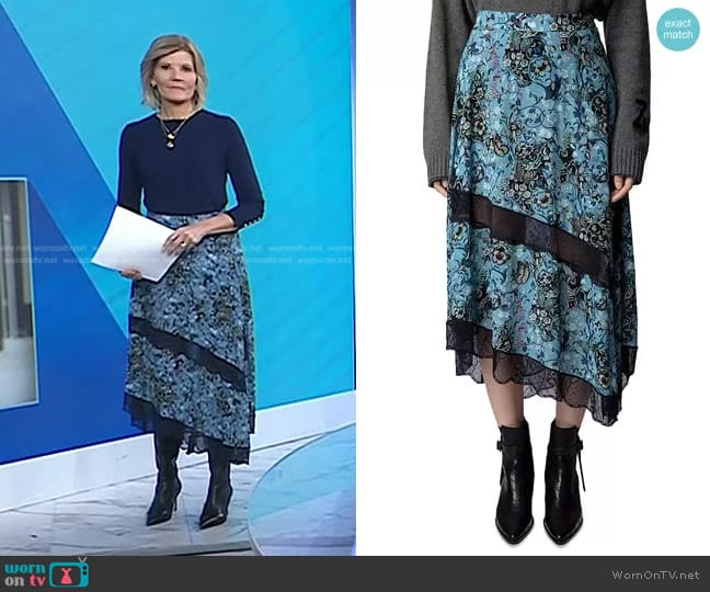 Zadig & Voltaire Juliet Bohemian Midi Skirt worn by Kate Snow on Today