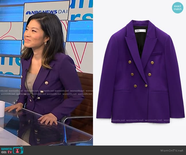 Zara Tailored Buttoned Blazer worn by Angela Cenedella on NBC News Daily