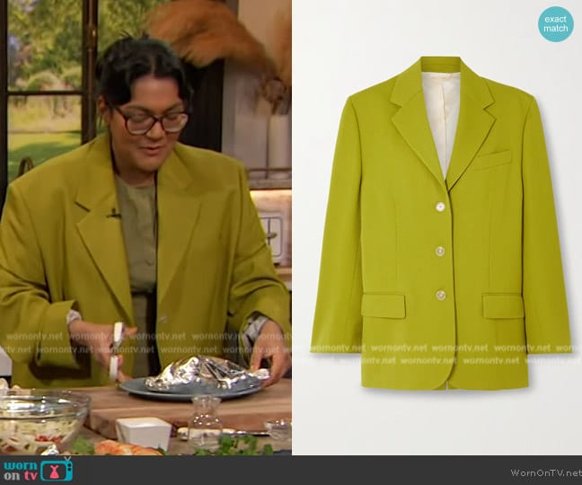 Acne Studios + NET SUSTAIN Oversized recycled woven blazer worn by Sohla El-Waylly on The Drew Barrymore Show