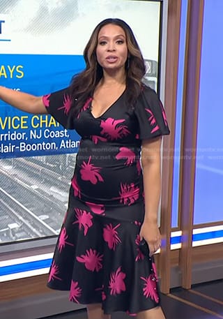 Adelle’s black and pink floral midi dress on Today