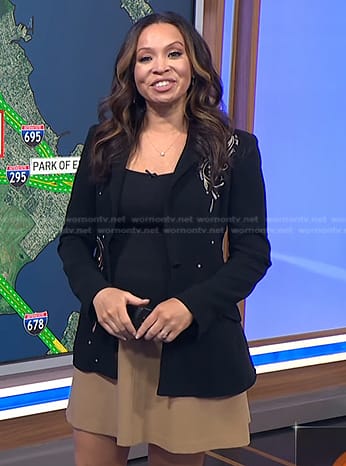 Adelle’s black embroidered blazer on Today