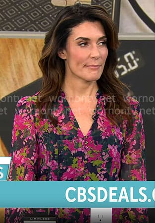 Adriane Kiss' pink floral dress on CBS Mornings