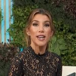 Adrianna Costa’s black lace jumpsuit on Access Hollywood