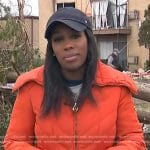 Adrienne Broaddus’s orange down coat on NBC News Daily