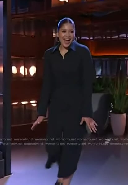 Alaqua Cox’s black twist front dress on The Kelly Clarkson Show