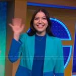 Alaqua Cox’s blue colorblock suit on Good Morning America