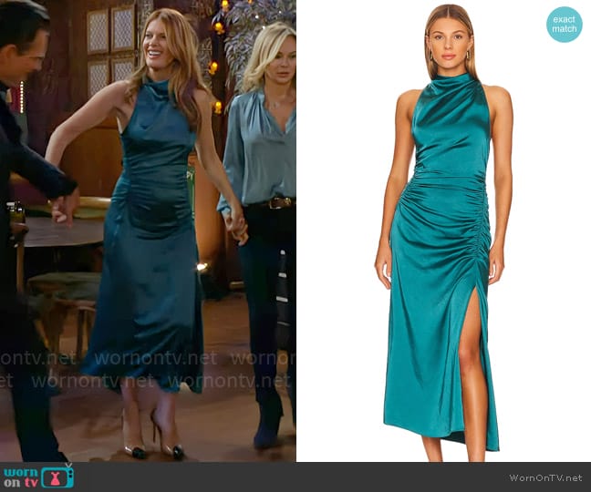 A.L.C. Inez Dress in Emerald worn by Phyllis Summers (Michelle Stafford) on The Young and the Restless