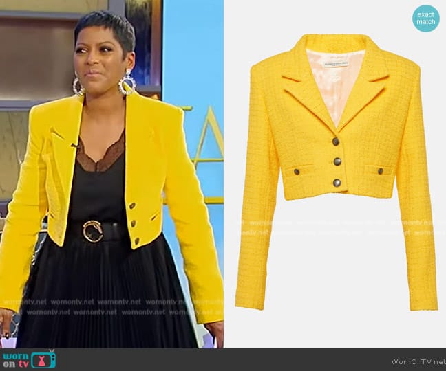 Alessandra Rich Cropped bouclé tweed blazer worn by Tamron Hall on Tamron Hall Show