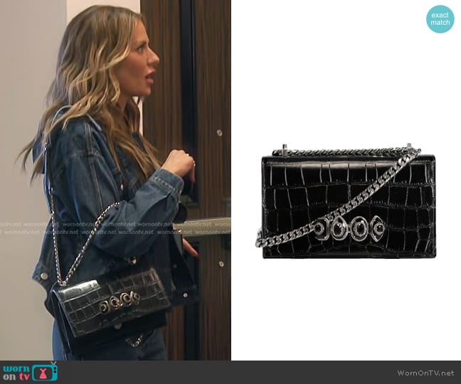 Alexander McQueen Jewelled Crocodile-Embossed Satchel Bag worn by Dorit Kemsley on The Real Housewives of Beverly Hills