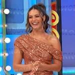 Alexis’ rose gold asymmetric sequin dress on The Price is Right