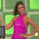 Alexis’ pink sequin halter neck dress on The Price is Right