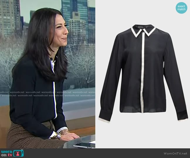 Alice + Olivia Willa Placket Top with Piping Detail worn by Dr. Natalie Azar on Today