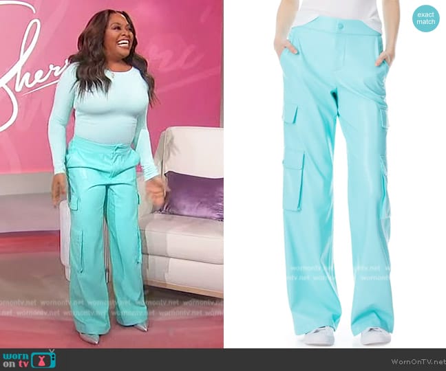 WornOnTV: Sherri's light blue leather utility pants on Sherri