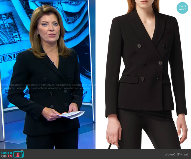 Norah’s black double breasted blazer on CBS Evening News