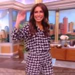 Alyssa’s houndstooth print shirt and pants on The View