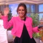 Alyssa’s pink tweed cropped jacket on The View