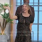 Amanda’s black floral dress with velvet tie on The Talk