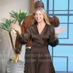 Amanda’s brown satin wrap dress on The Talk