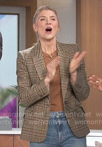 Amanda’s brown and green plaid blazer on The Talk