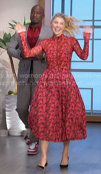 Amanda's red floral full skirt and long sleeve top on The Talk
