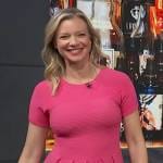 Amy Smart’s pink ribbed pleated dress on Access Hollywood