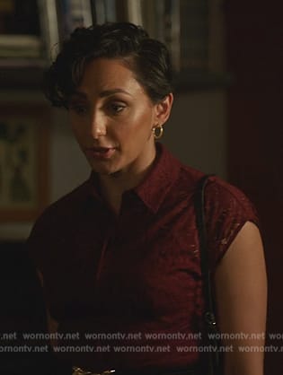 Anna's red lace dress on Death and Other Details