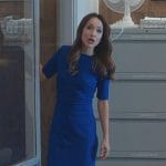 Angelica’s blue short sleeve sheath dress on Good Trouble