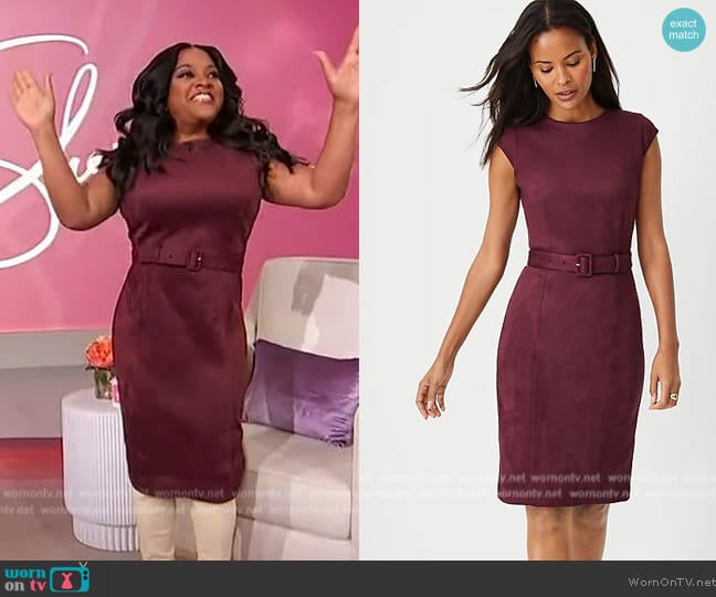 Ann Taylor Faux Suede Belted Sheath Dress worn by Sherri Shepherd on Sherri