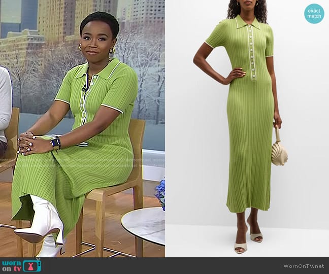 WornOnTV: Zinhle Essamuah’s green contrast trim polo dress on Today ...