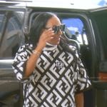 Annemarie’s black printed poncho on The Real Housewives of Beverly Hills