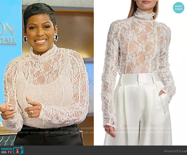 AnOnlyChild St. Dorothy Lace Turtleneck Top worn by Tamron Hall on Tamron Hall Show