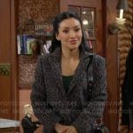 Audra’s grey leopard coat on The Young and the Restless