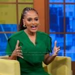 Ava DuVernay’s green v-neck midi dress on Good Morning America