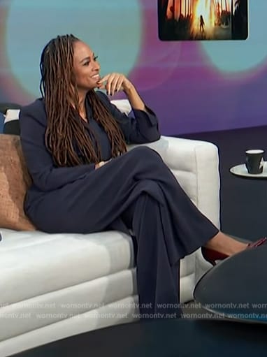 Ava DuVernay's navy jumpsuit on Access Hollywood