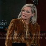 Ava’s yellow gold velvet blouse on General Hospital