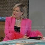 Ava’s pink feather cuff blazer on General Hospital