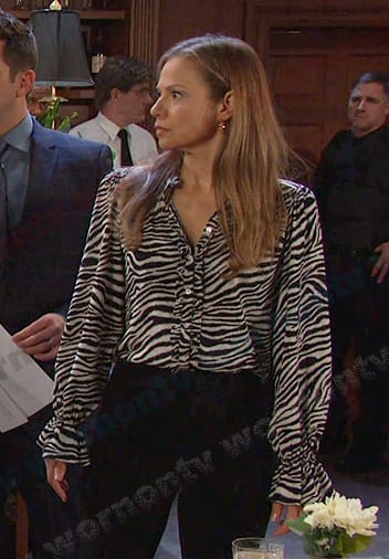 Ava's zebra print blouse on Days of our Lives