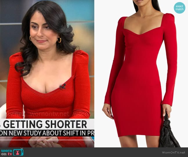 AZ Factory MyBody ribbed-knit mini dress worn by Dr. Celine Gounder on CBS Mornings