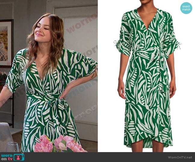 Ba&Sh Tabby Midi Wrap Dress worn by Stephanie Johnson (Abigail Klein) on Days of our Lives