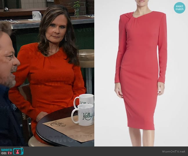 Badgley Mischka Collection Long-Sleeve Twist-Front Sheath Dress worn by Lucy Coe (Lynn Herring) on General Hospital