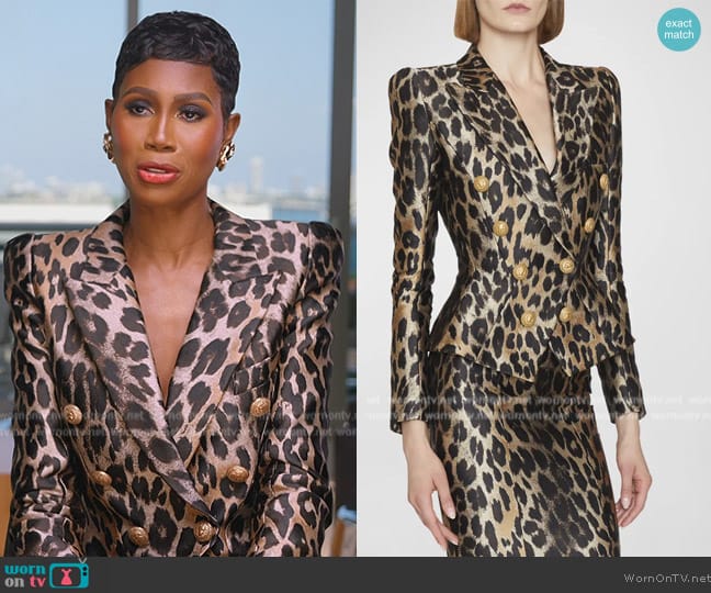 Balmain Leopard Print Jacquard Tailored Jacket worn by Kiki Barth (Kiki Barth) on The Real Housewives of Miami