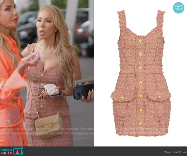 Balmain Sleeveless Tweed Buttoned Mini Dress worn by Lisa Hochstein (Lisa Hochstein) on The Real Housewives of Miami