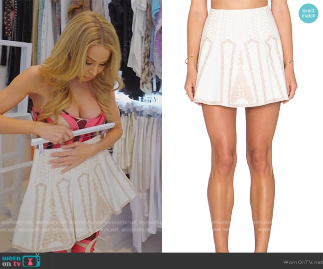 BCBGMAXAZRIA Bronwyn Embroidered Mini Skirt worn by Lisa Hochstein (Lisa Hochstein) on The Real Housewives of Miami