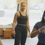 Gizelle’s black crop top and joggers on The Real Housewives of Potomac