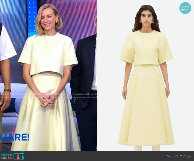 Bottega Veneta Compact Wool Cropped Top and Skirt worn by Naomi Watts on Good Morning America